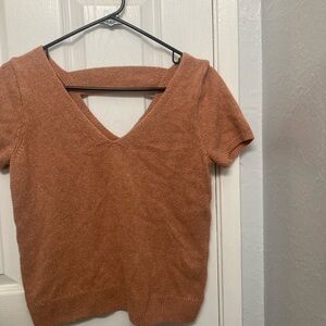 Rust V-Neck Knit Top